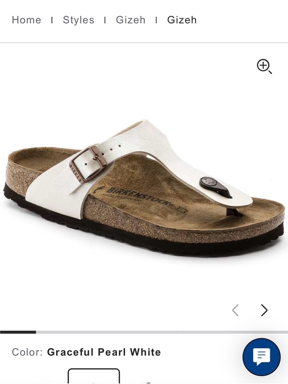 Birkenstock Gizeh Shoes Womens Size 7-7.5 White Pearl Thong Sandals Cork Comfort